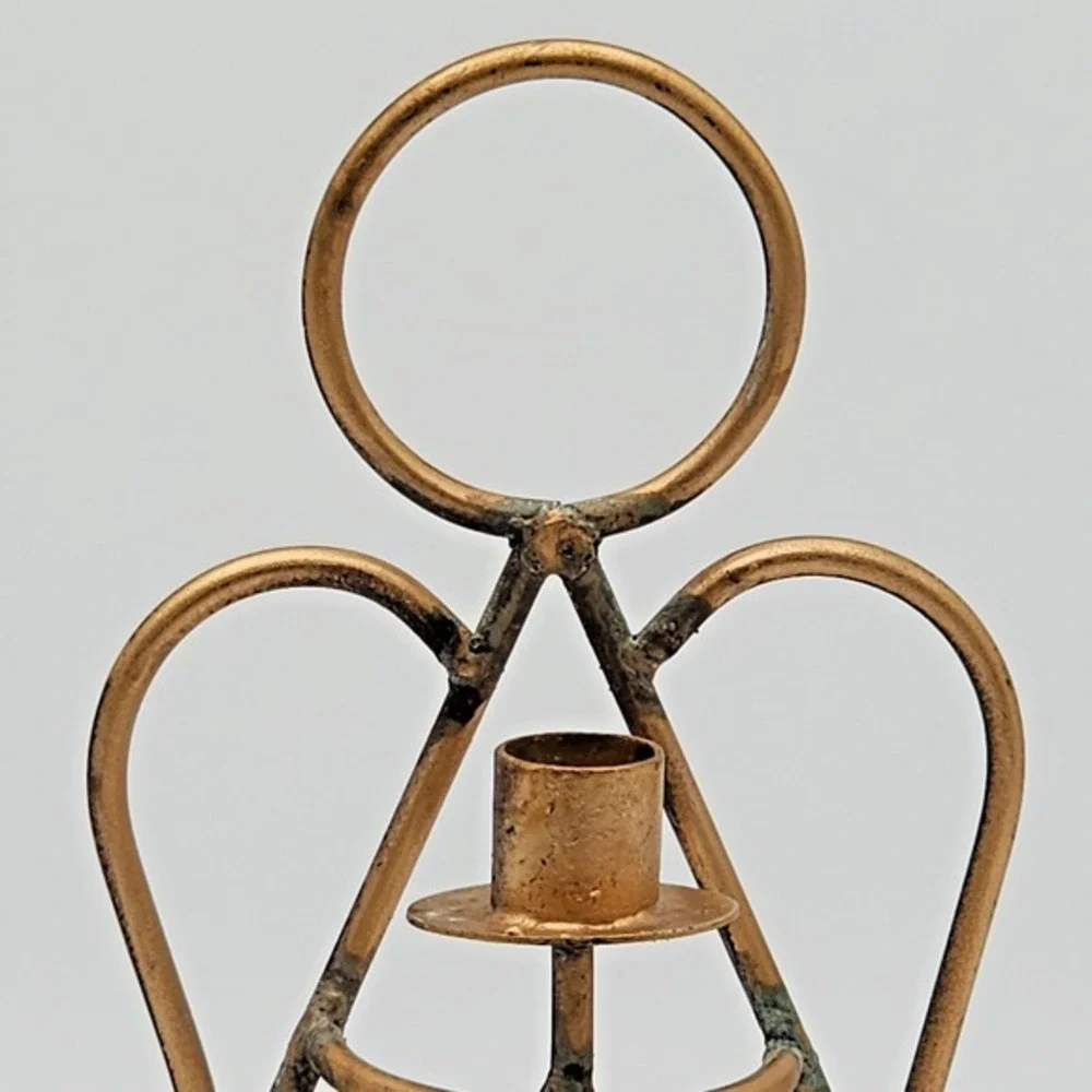 Vintage Issac Halali Brass Angel Candle Holder‎ Handcrafted Israel Brutalist Art